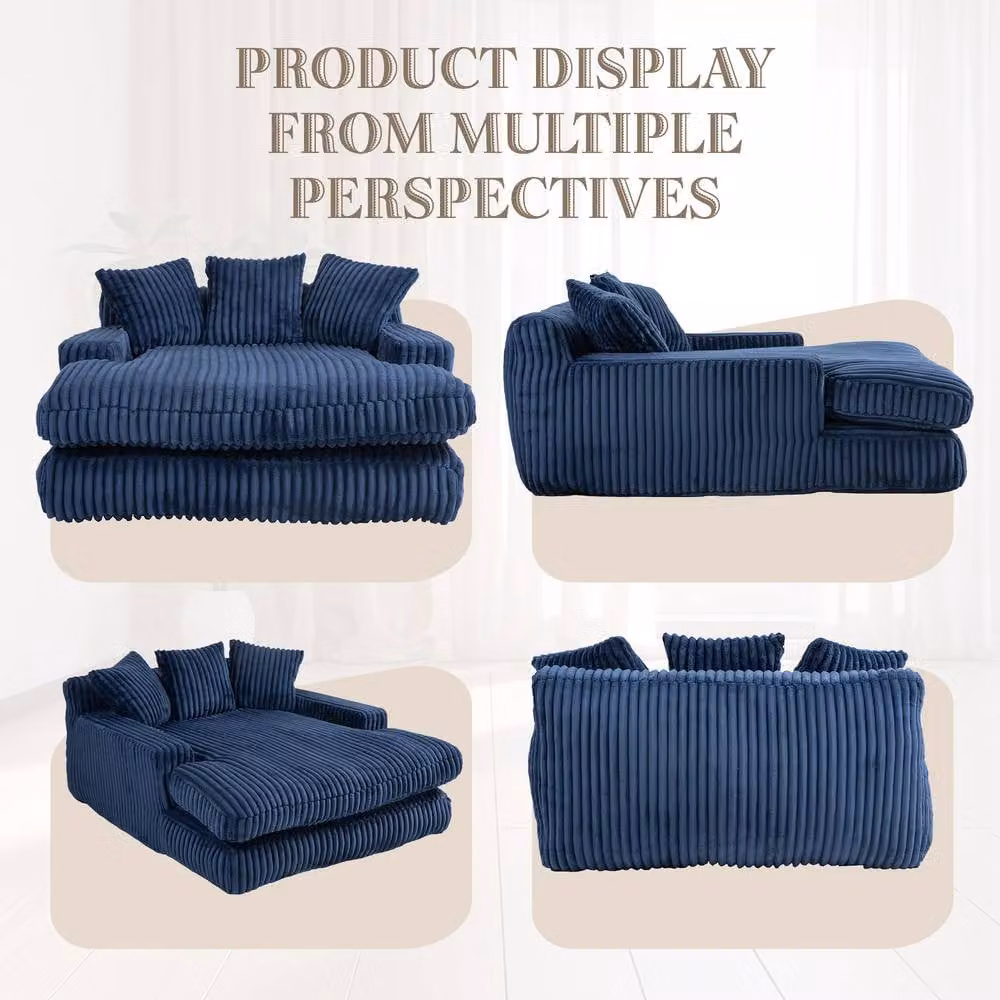 Direct Wicker Oversized L-Shape Upholstered Chaise Lounge Sofa with Scatter Cushions in Blue – 7
