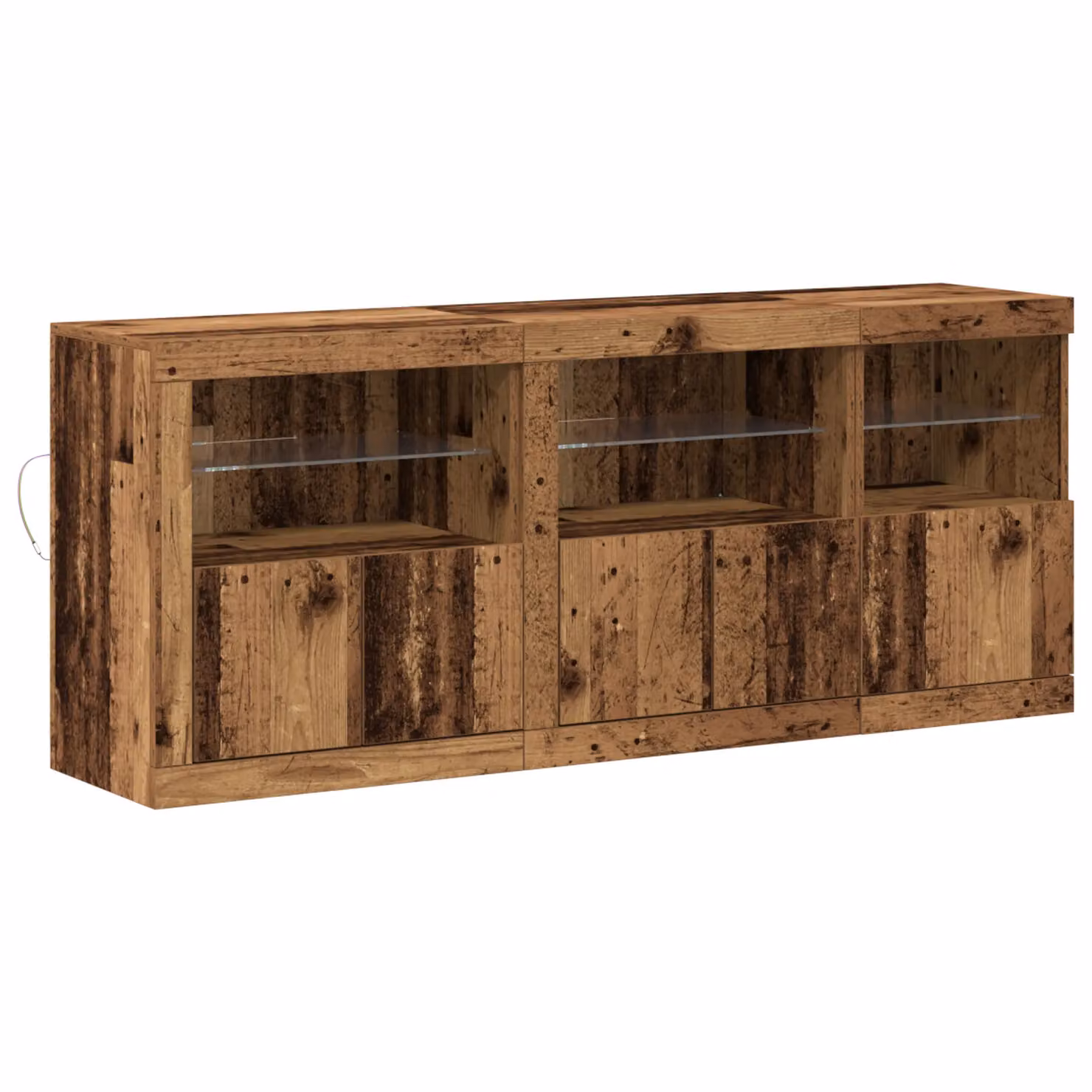 Berkfield Home Rustic Brown Sideboard with Integrated LED Lights, W: 162 cm, D: 37 cm, H: 67 cm – 2