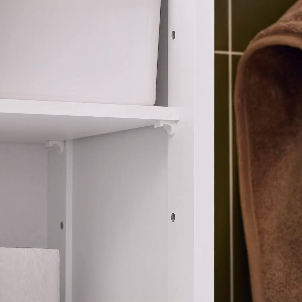SoBuy Modern White Freestanding Bathroom Tall Cabinet with Hinged Doors and Internal Shelves, Height: 170 cm – 4