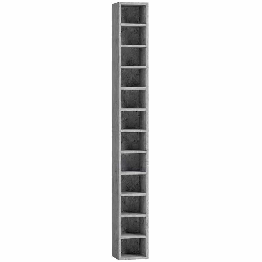 Wyld Haus Loli Tall Narrow Media Storage Tower in Cement Grey, H 175 x W 21 x D 20 cm – 2