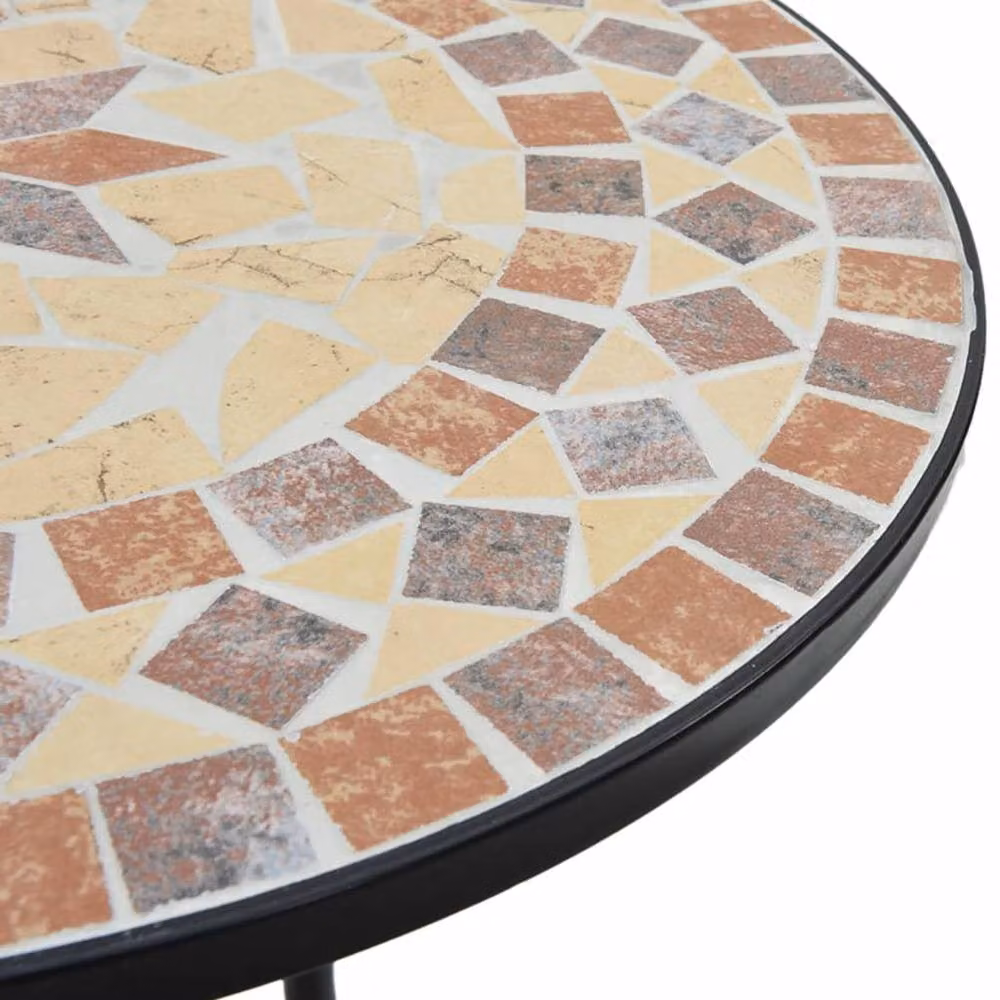 Berkfield Home Mosaic Bistro Table in Terracotta, White and Orange Ceramic and Metal, W: 50 cm, D: 70 cm – 4