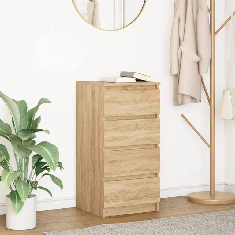 Berkfield Home Sonoma Oak Sideboard in Light Tan Beige, W/D/H: 37.5 x 35 x 76 cm