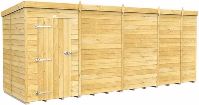 Buttercup Farm Brown Pent Shed with Single Door and No Window, L: 147 cm, W: 492 cm, H: 201 cm