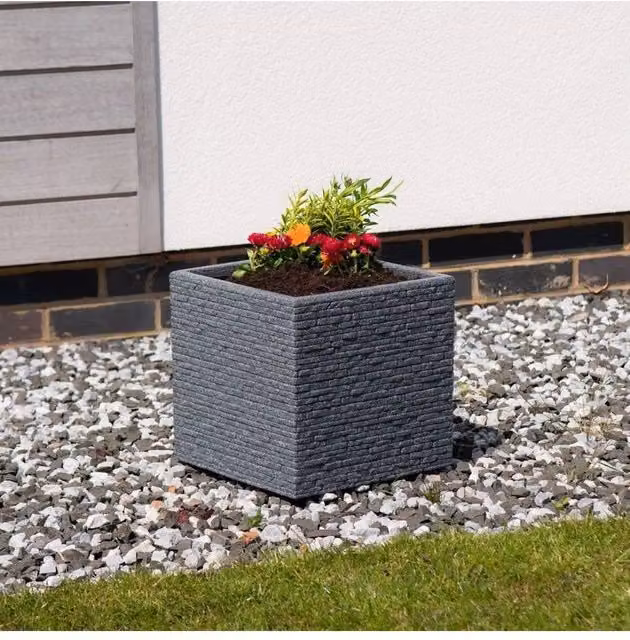 KDMD Ash Grey Square Planter Tub, Diameter: 30 cm