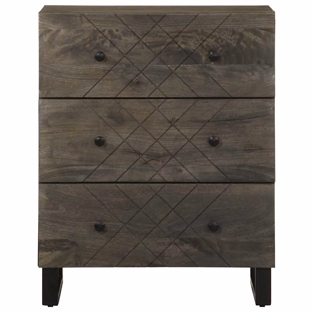 Berkfield Home Set of 2 Modern Black Mango Wood Sideboards, W/D/H: 60 x 33 x 75 cm – 2