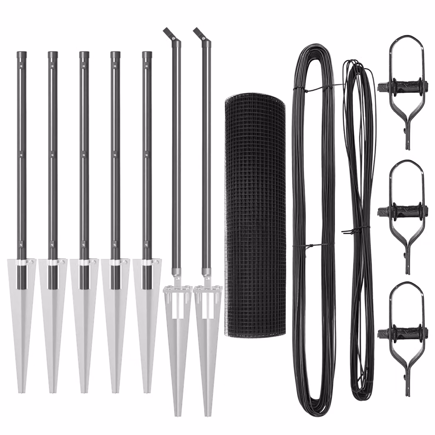 Berkfield Home Grey Steel Welded Wire Fence with 7 Spike Posts, 0.6 x 10 m – 2