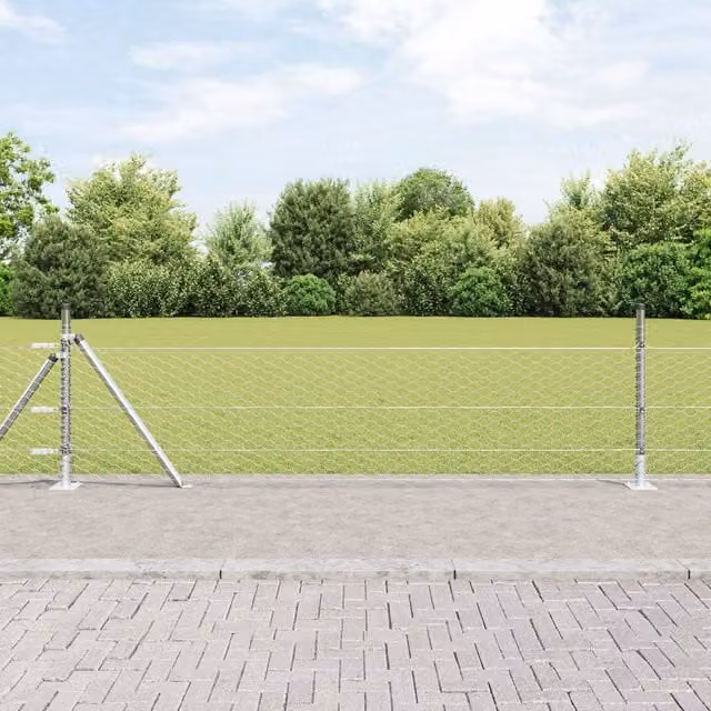 Berkfield Home Hexagon Fence in Silver Galvanised Steel, W: 0.4 m, L: 100 m – 1