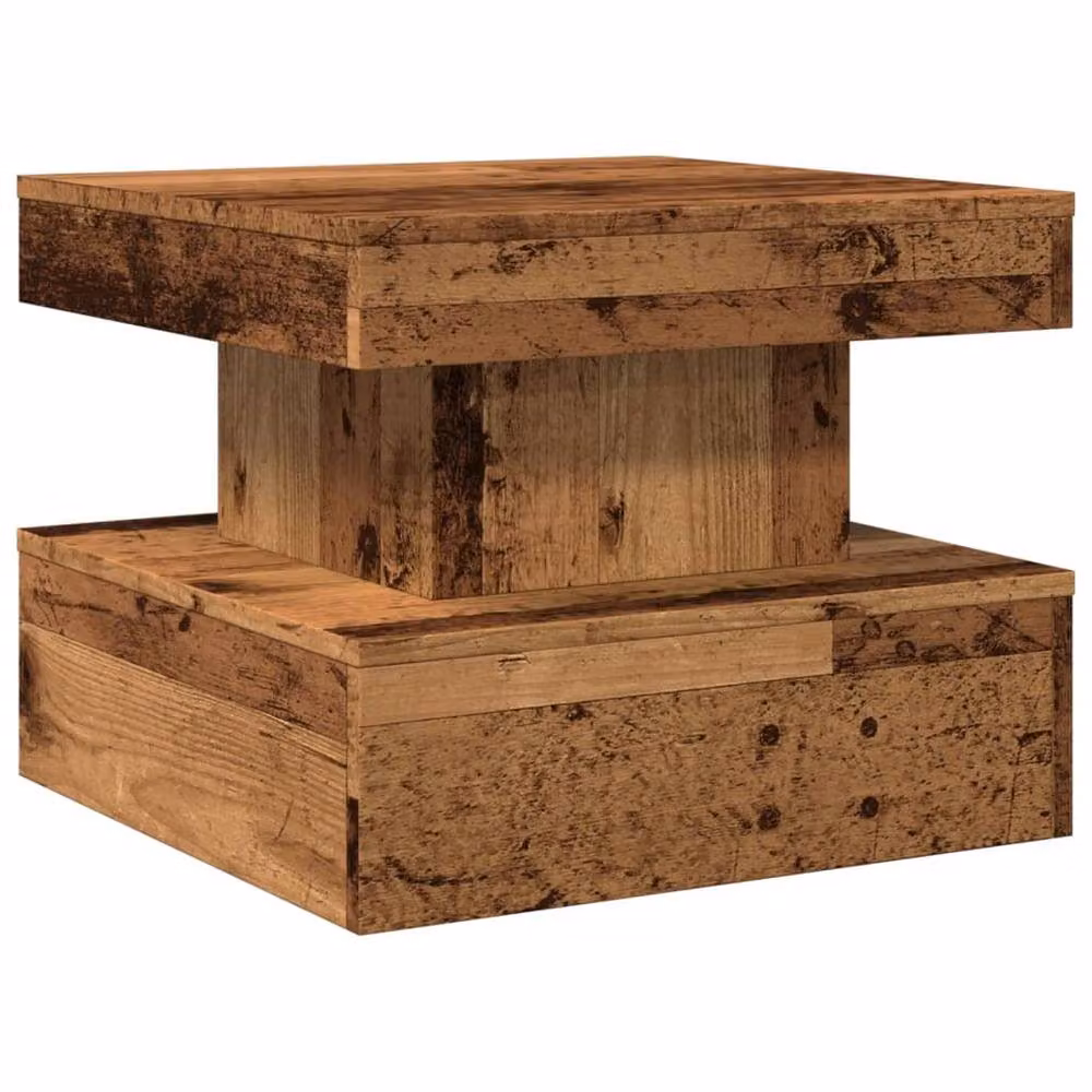 Berkfield Home Modern Square Coffee Table with LED Lights in Brown, W/D/H: 50 x 50 x 40 cm – 3