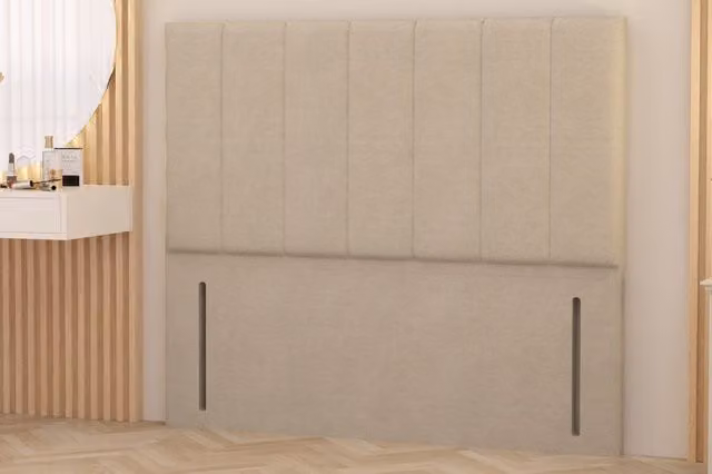 Somnior Austin Tweed Fabric Upholstered Divan Headboard in Natural Sand Beige, Size: Small Double