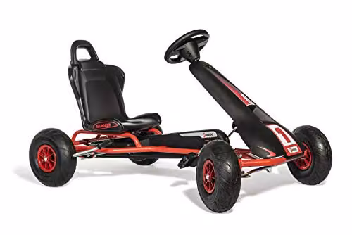 Ferbedo Go AR 8R Go-Kart in Black and Red with Sound Steering Wheel and Pneumatic Tyres, W/D/H: 112 x 40 x 60 cm – 1