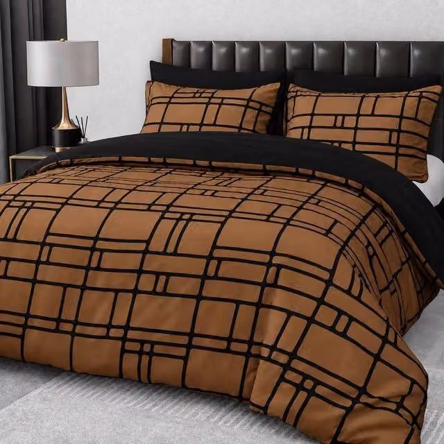 Grace Premium Microfibre Duvet Cover Set in Brown, Double, 140 x 200 cm