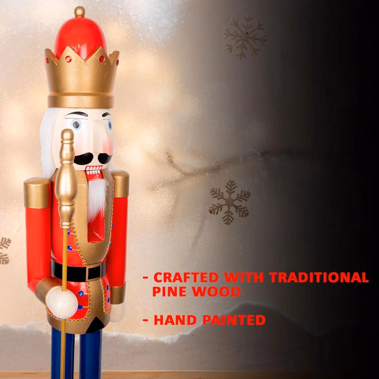 Shatchi Classic Multicolour Wooden Nutcracker Christmas Ornament Figure, Height: 150 cm – 4