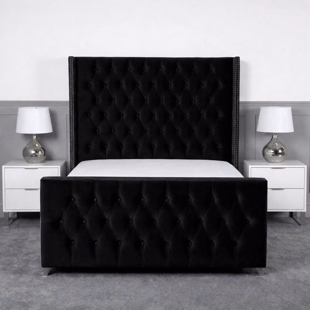 Living Comfort Bedz Executive Luxe Black Velvet Upholstered Gas Lift Storage Bed, Single, W/D/H: 90 x 190 cm – 2