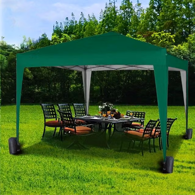 MCC Direct Green and Silver Pop Up Garden Party Tent Gazebo Marquee Canopy W: 300 cm x D: 300 cm x H: 250 cm
