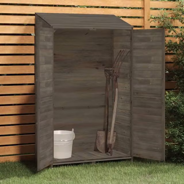 Berkfield Home Tall Garden Shed Cabinet in Anthracite, Solid Wood, W: 102 cm, D: 52 cm, H: 174.5 cm – 1