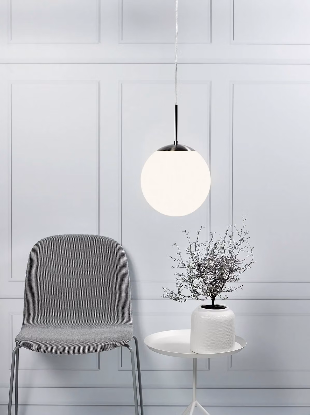 Nordlux Cafe 30 Single Dome Pendant Light with White Opal Glass, Diameter: 30 cm – 4