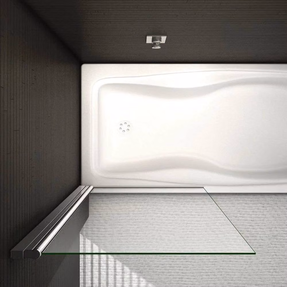 NESTLUNE Frameless Pivot Shower Bath Screen in Silver, W: 80 cm, H: 140 cm – 2