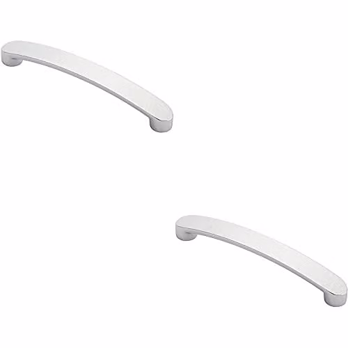 Loops 2 Pack Flat Fronted Bow Pull Handles in Polished Chrome, 140 x 12 mm with 128 mm Fixing Centres