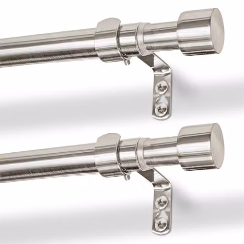 Harbour Housewares Extendable Metal Curtain Pole Kit in Silver, Pack of 2 – 1