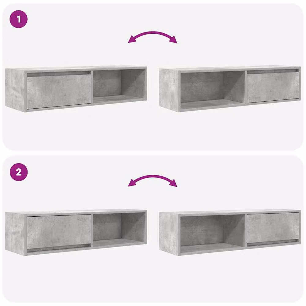 Berkfield Home TV Cabinet in Concrete Grey, W/D/H: 100 x 31 x 25.5 cm – 4