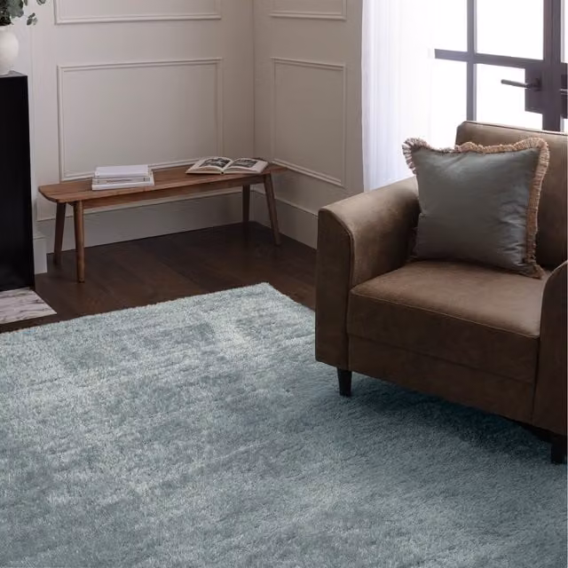 FurnitureboxUK Selby Shaggy Rug, Blue, W: 230 cm, D: 160 cm