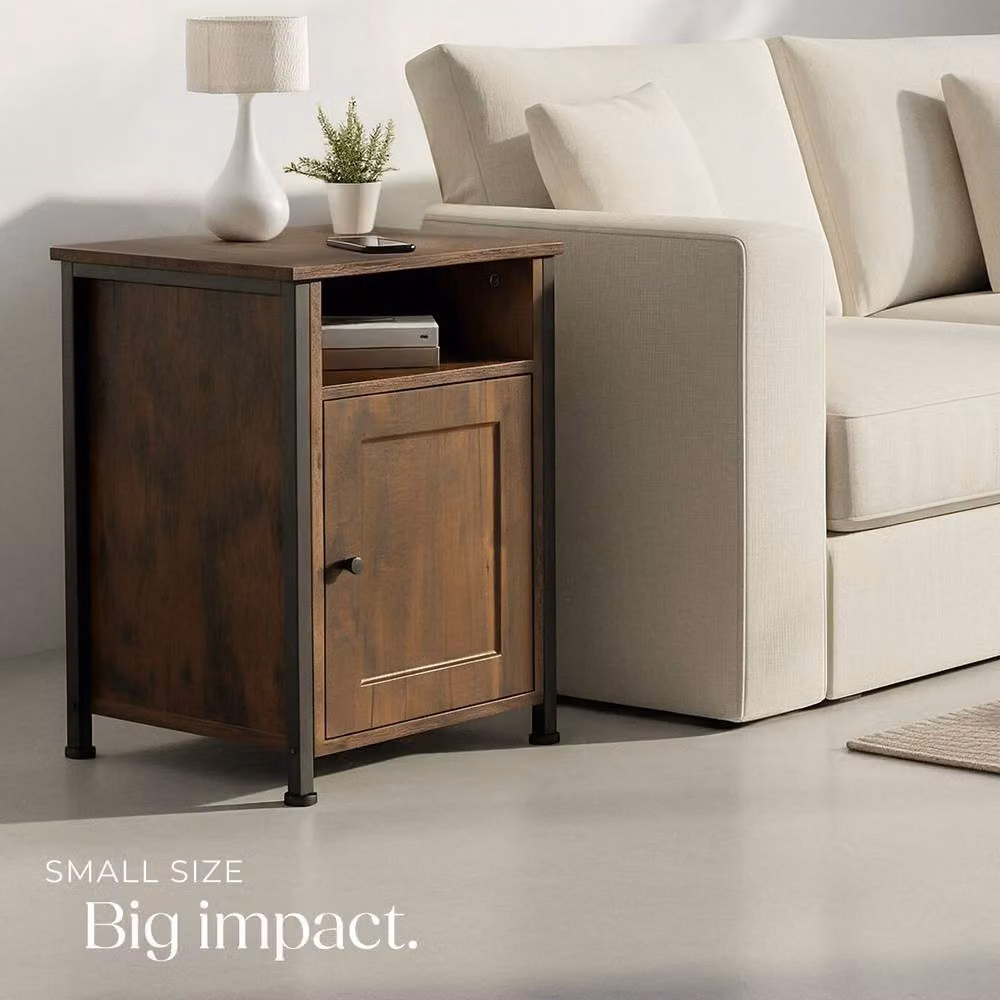 tectake Blackburn Industrial Bedside Table in Brown and Black – 8