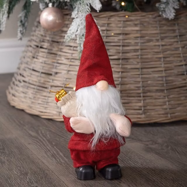 Samuel Alexander Battery Operated Musical Walking Christmas Gonk Decoration in Red, White and Brown, Height: 28 cm – 1