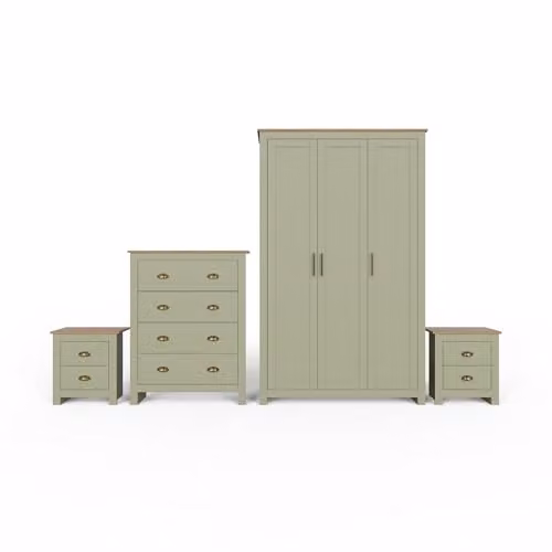 GFW Lancaster 4 Piece Bedroom Furniture Set in Green and Oak Effect – 2
