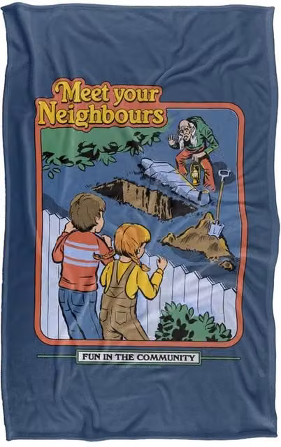 Steven Rhodes Meet Your Neighbours Multicolour Super Soft Fleece Throw Blanket W/D: 91 x 147 cm – 1