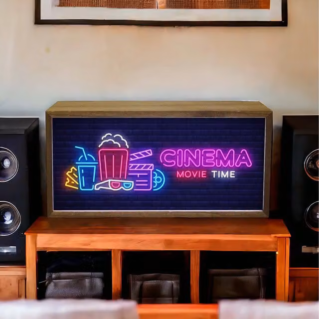 Echo Three Retro LED Movie Time Light Box with Brown Wood Effect Wall Decor