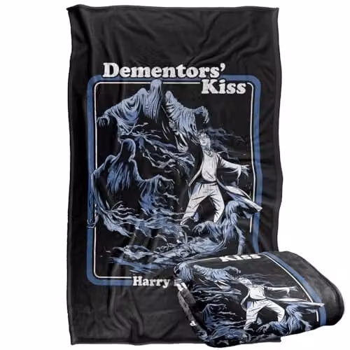 LOGOVISION Harry Potter Dementors Kiss Vintage Silky Touch Super Soft Fleece Throw Blanket, Multicolour, W: 91.44 cm x D: 147 cm – 1