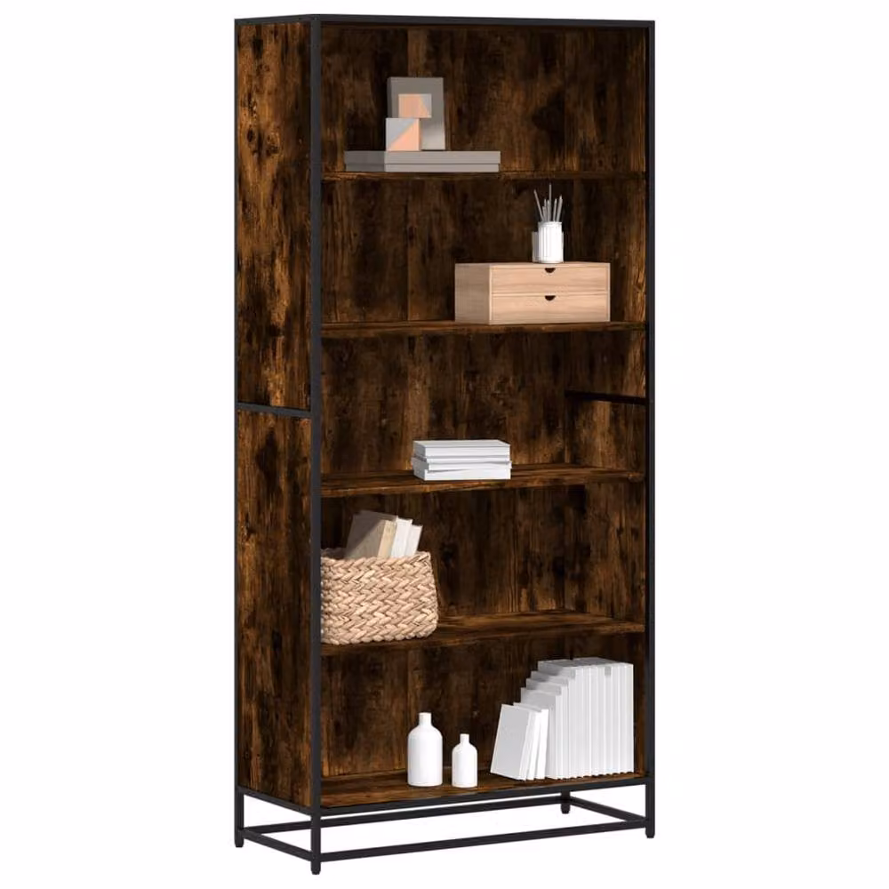 Berkfield Home Modern Smoked Oak Bookcase in Brown, W/D/H: 80.5 x 35 x 170.5 cm – 2