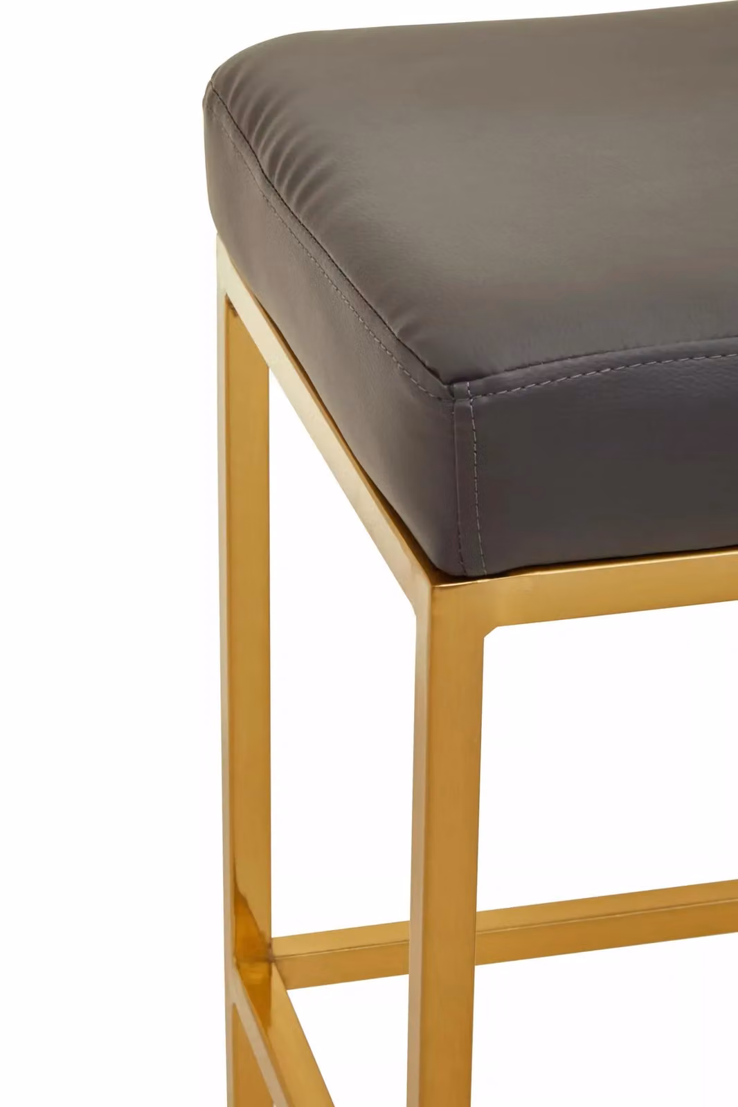 Orsina Modern Grey Faux Leather and Gold Finish Bar Stool – 3