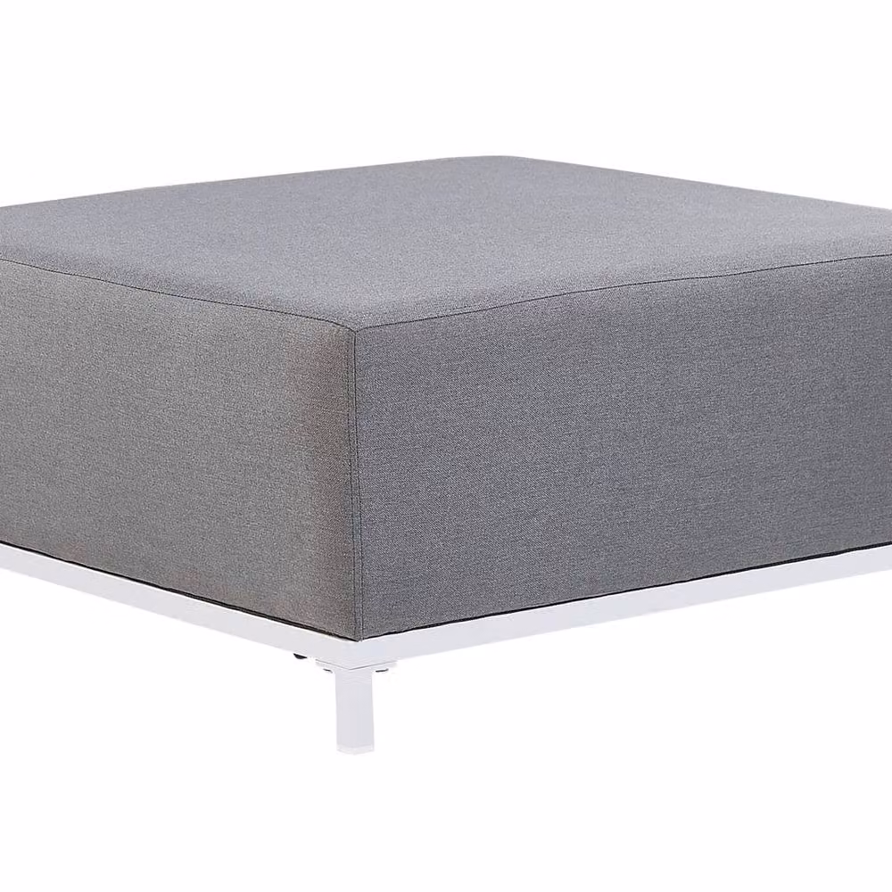 Wyld Haus Grey and White Cube Ottoman with Polyester Cushions and Powder Coated Aluminium Legs W/D/H: 83 x 36 x 36 cm – 2
