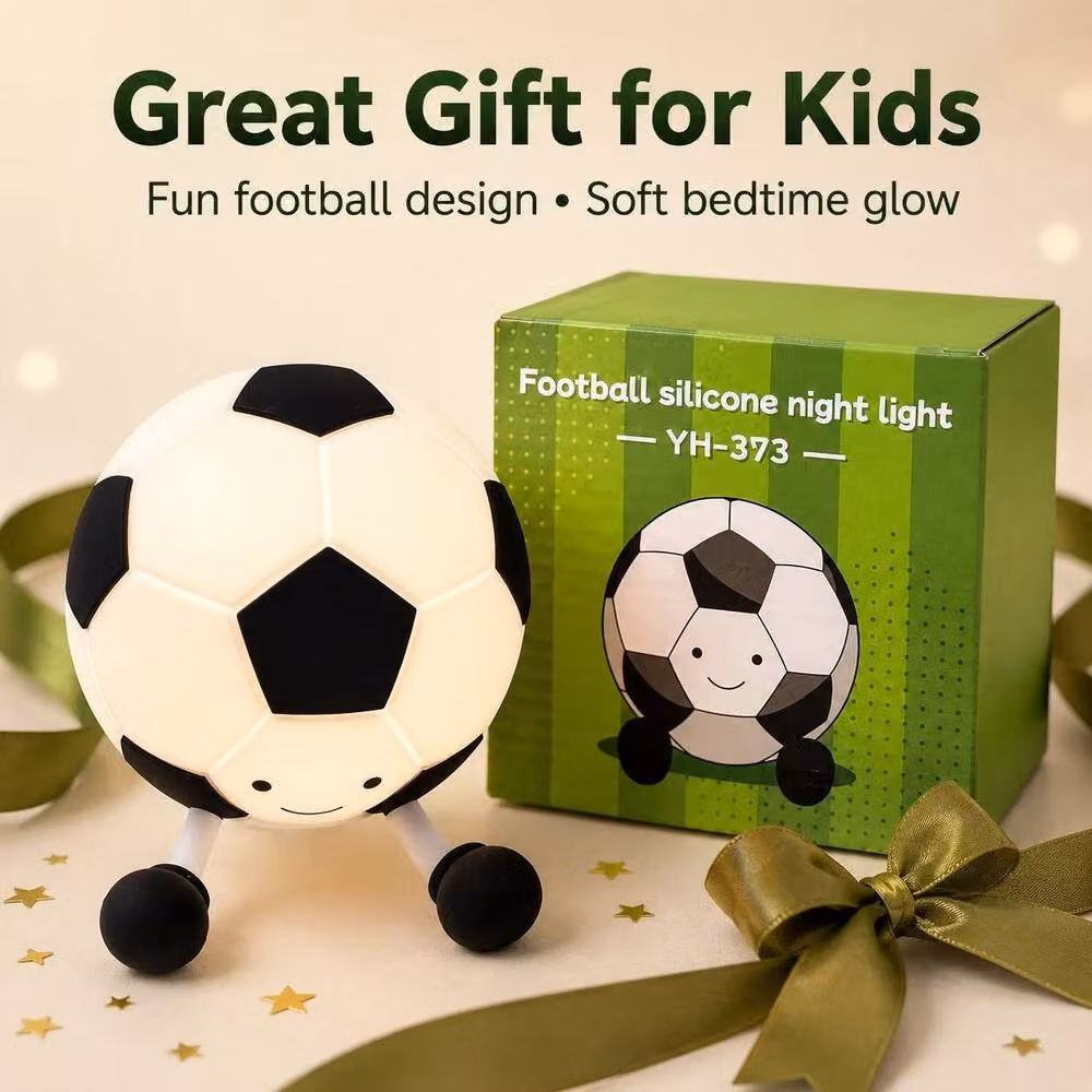 BluCore Football Silicone Night Light in White with Tap Control and Dimmable Settings – 5