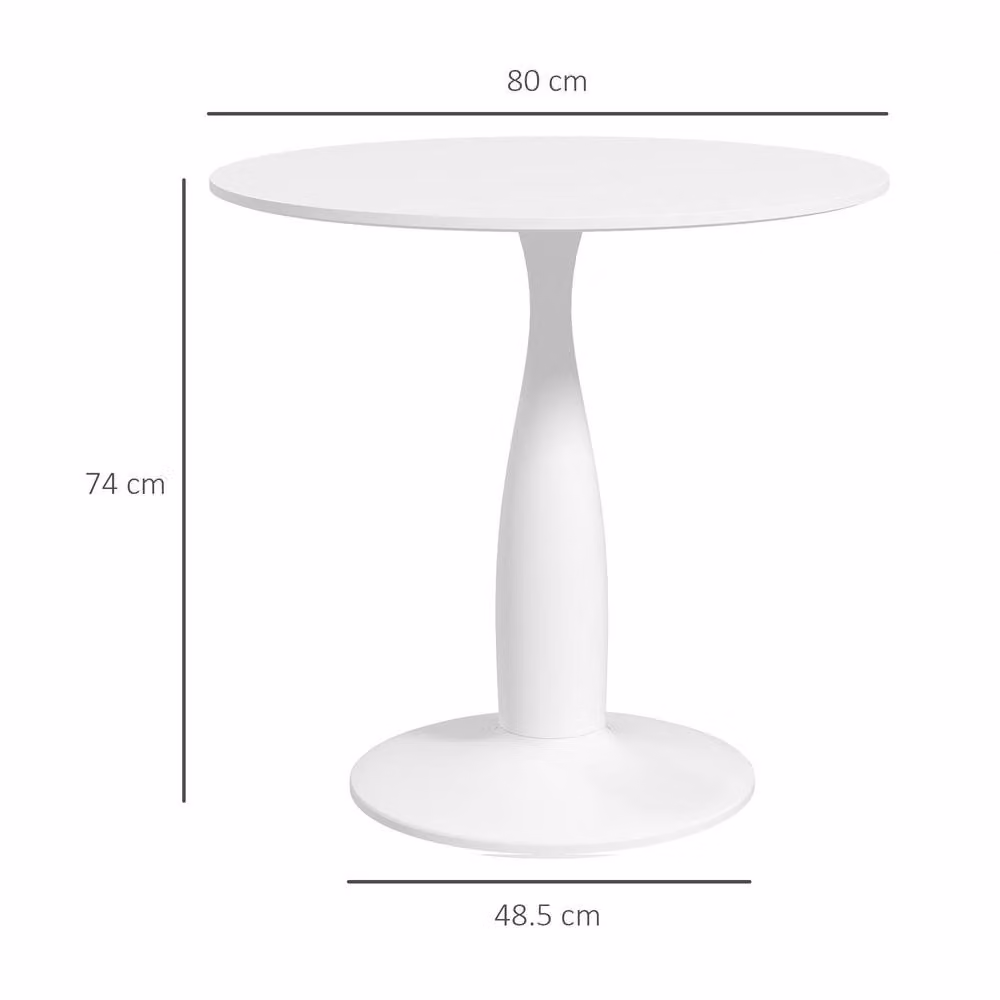 STILVORA Modern Round 2-Seater Dining Table in White with Metal Base – 3