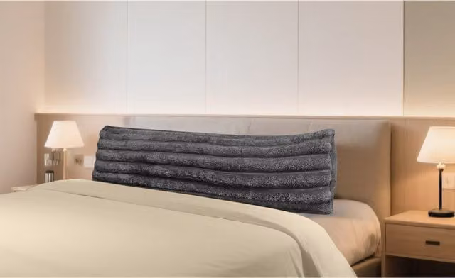 Velosso Plush Supersoft Jumbo Cord Ribbed Rectangular Body Support Bolster Pillow in Anthracite Grey