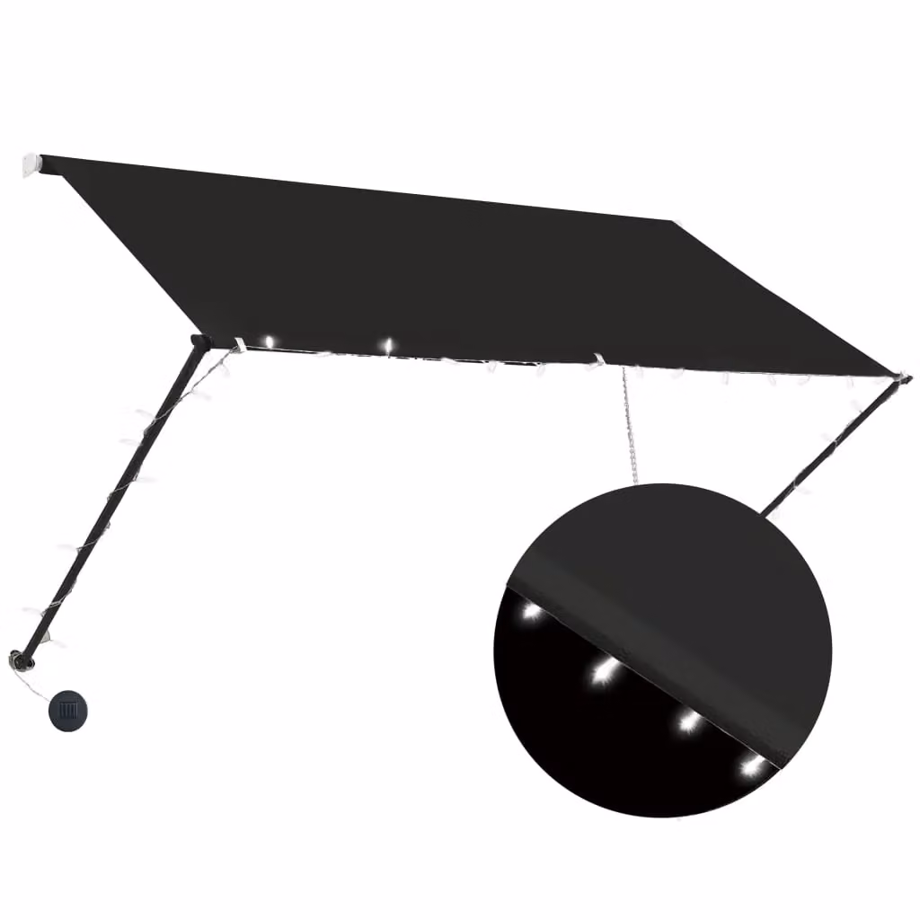 Berkfield Home Retractable Manual Awning with LED, Anthracite and Black, W/D/H: 250 x 150 cm – 2