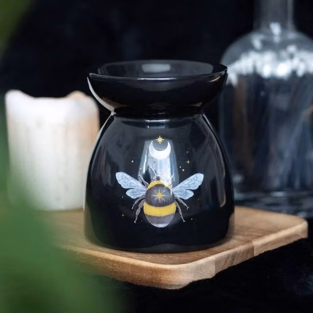 Uniqueful Forest Bee Ceramic Oil Burner in Black for Tealights