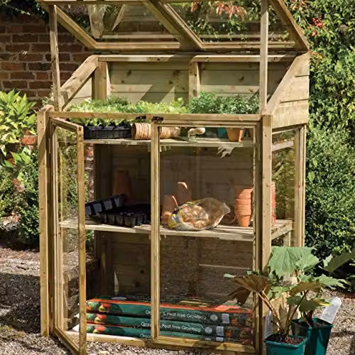 Forest Garden Brown Wooden Mini Greenhouse with Acrylic Windows and Shelving, W/D/H: 120 x 62 x 144 cm – 6