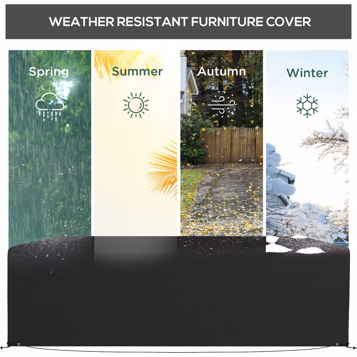 Outsunny 600D Oxford Polyester Table Set Cover in Black, Waterproof and Anti-UV, W/D/H: 245 x 165 x 66 cm – 6