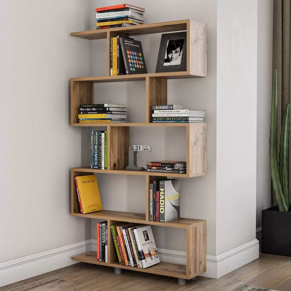 Calicosy ELIF 11-Shelf Wall Mounted Shelving Unit, Brown, W/D/H: 90 x 20 x 156 cm – 2