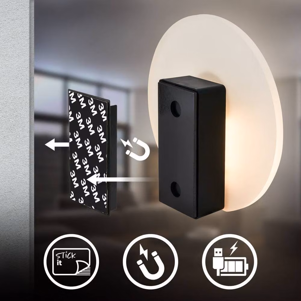 Briloner Cordless Rechargeable LED Wall Light with Motion and Dusk Sensor in Metallic Silver Nickel Matt – 3