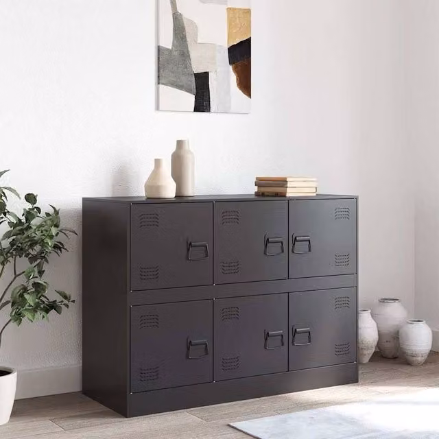 Berkfield Home Industrial Matt Black Metal Sideboard W/D/H: 99 x 39 x 73 cm – 1