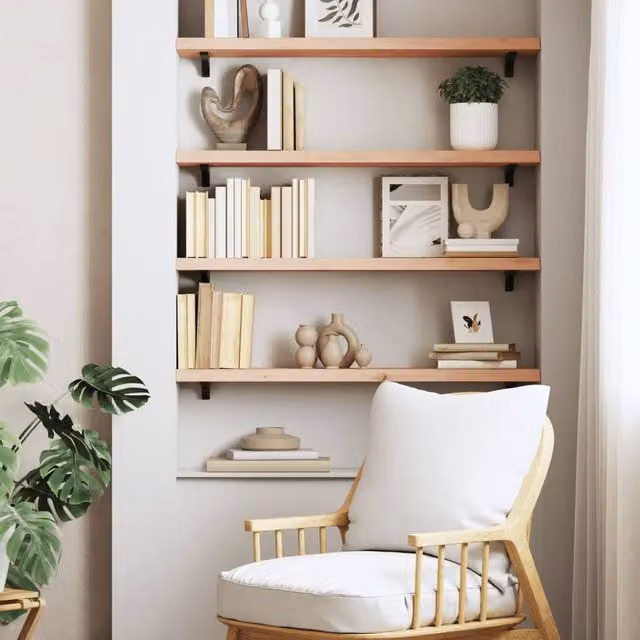Berkfield Home Wall Mounted Rustic Oak Shelf in Light Oak, W: 100 cm, D: 20 cm, H: 4 cm