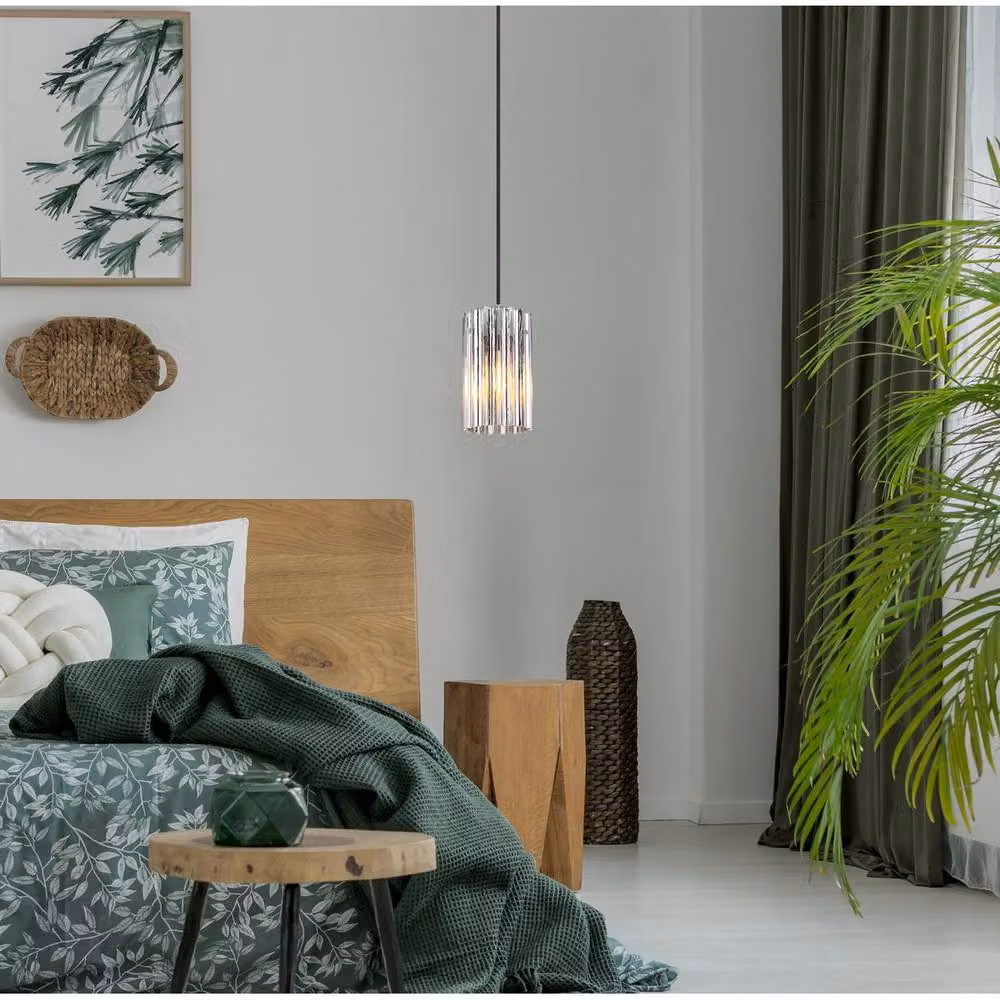 Netlighting Cayden Slim Pendant Ceiling Light in Nickel Matt with Grey Transparent Glass Shade, E27 – 2