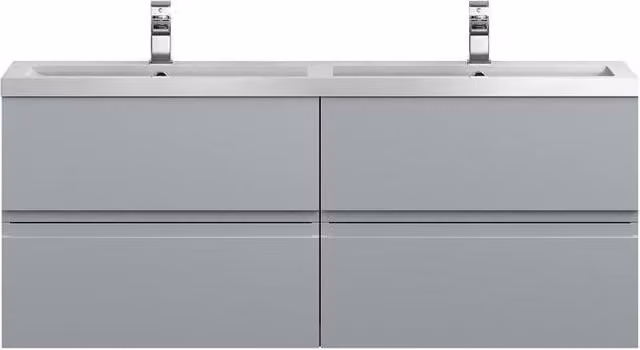 Balterley Mavesyn 4 Drawer Wall Hung Vanity Basin Unit, Satin Grey, Width: 120 cm – 1