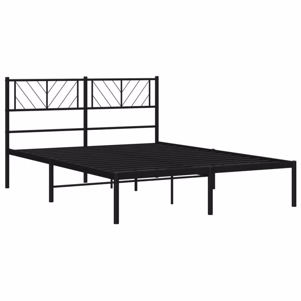 Berkfield Home Metal Bed Frame with Headboard in Black, W: 140 cm, L: 200 cm – 3