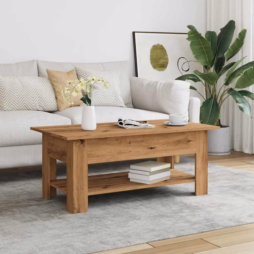 Berkfield Home Artisan Oak Coffee Table in Brown, W/D/H: 102 x 55 x 42 cm – 2
