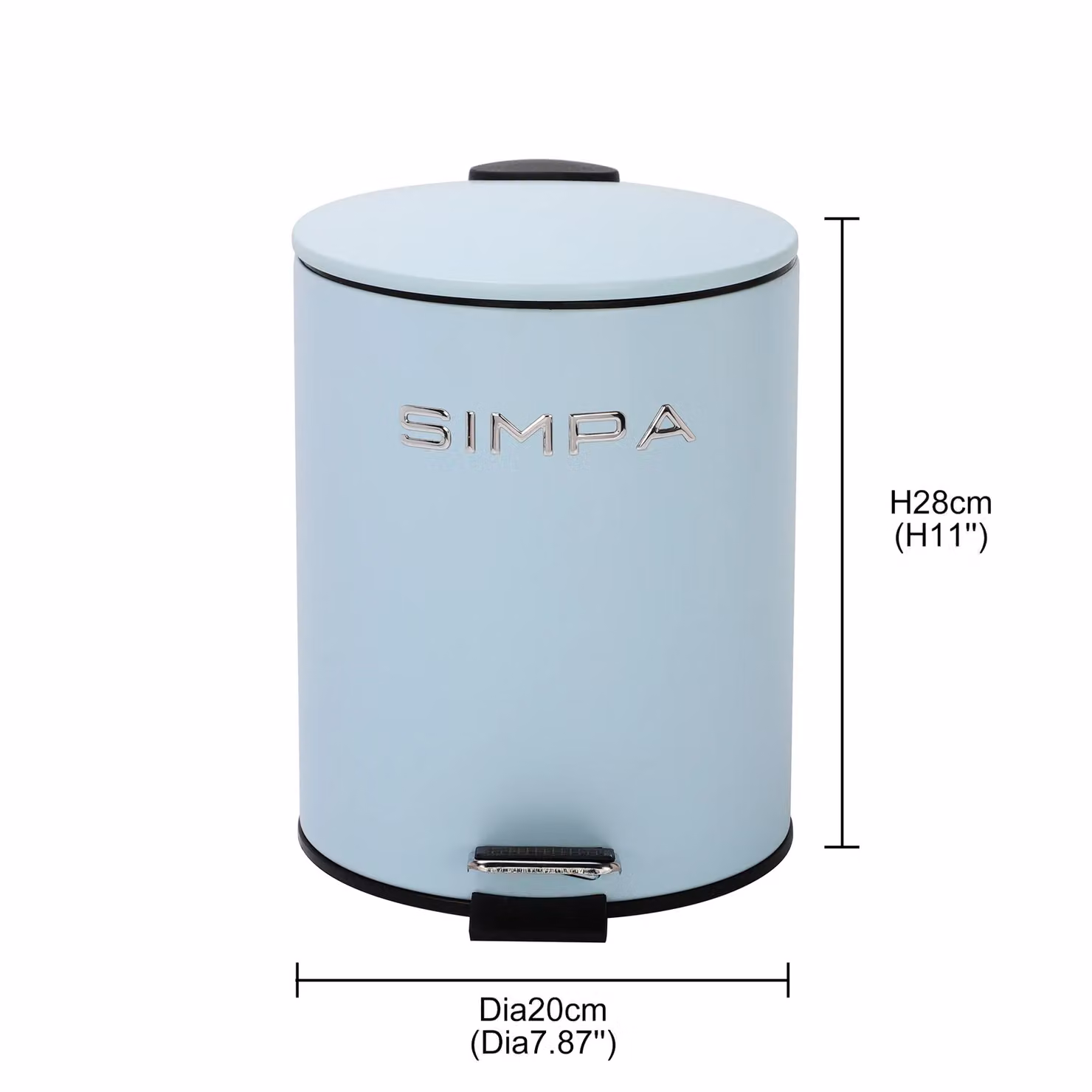 Simpa 5L Slim Soft-Closing Pedal Dustbin in Blue and Silver – 2